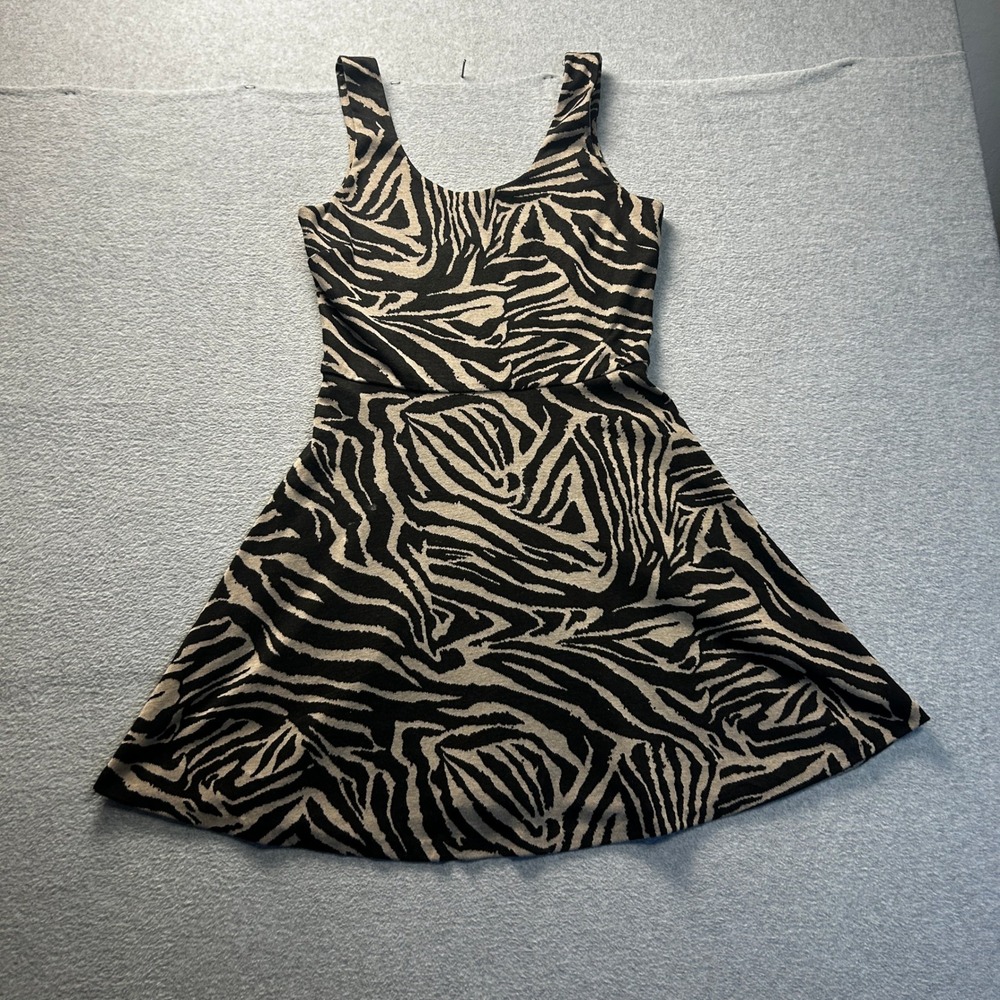 Fit Flare Dress Mini Womens XL Zebra Print Sleeveless Skater Bar III USA